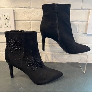 Circus Sam Edelman sz 8.5 Octavia black fabric bead embellished pointy booties